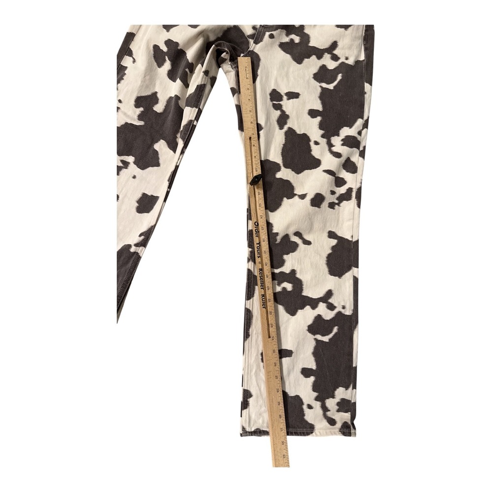 Abercrombie & Fitch Cow Print Straight Leg Jeans - Black and Cream - Picture 6 of 9